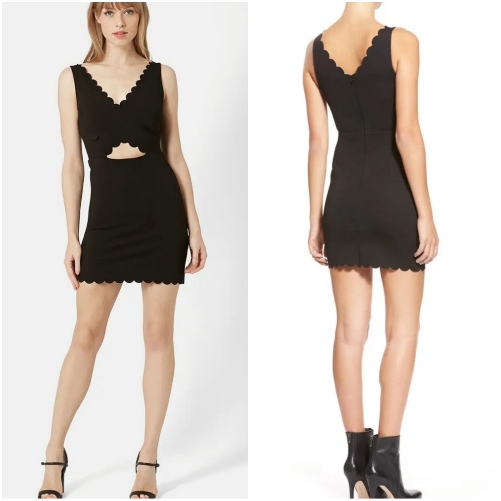 Topshop Black Cutout Scallop Edge Sleeveless Bodycon Dress Size 4